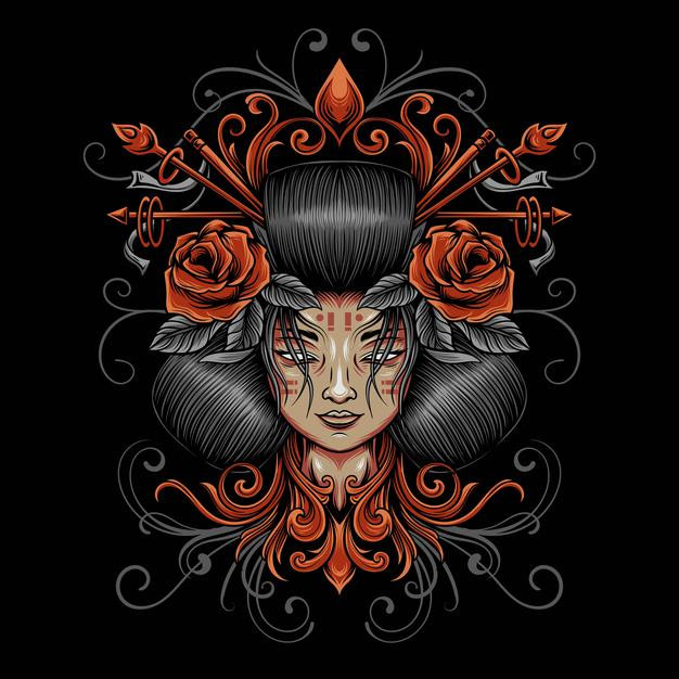 日本艺伎女人日式插画