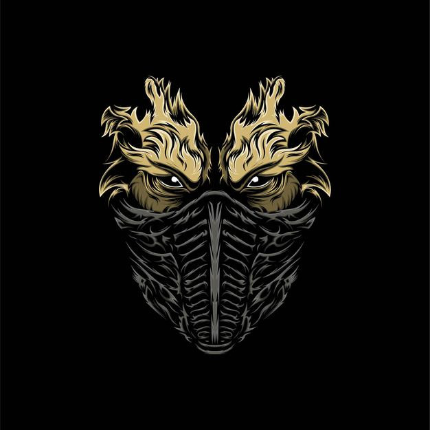 日本魔鬼恶魔鬼面具能面日式插画