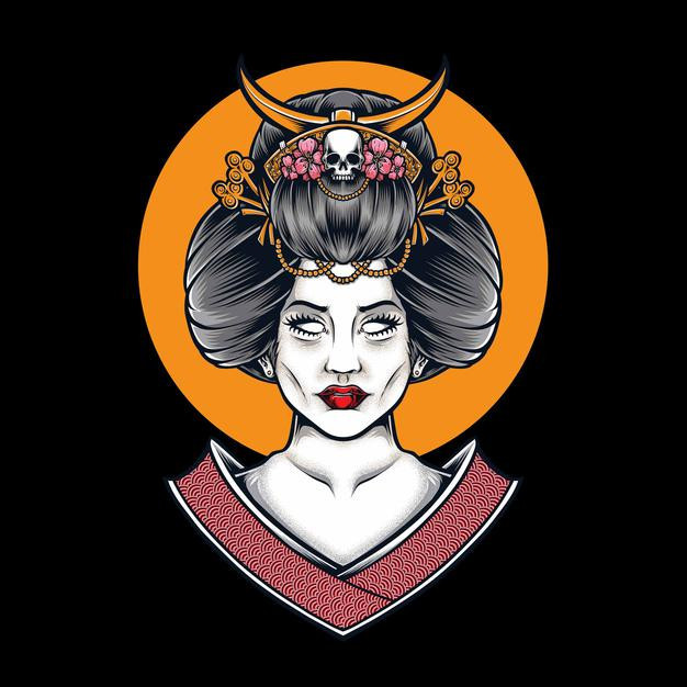 日本艺伎女人日式插画