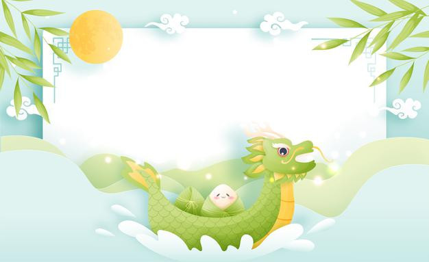 端午节粽子龙舟插画背景