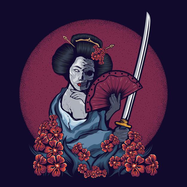 日本艺伎女人日式插画