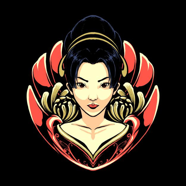 日本艺伎女人日式插画