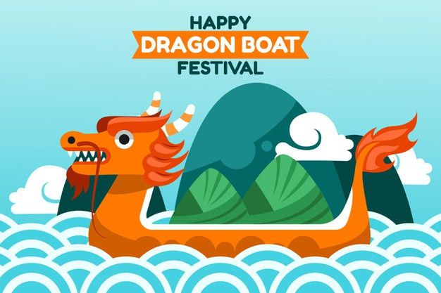 端午节龙舟粽子插画