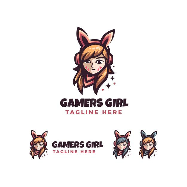 兔子耳机，女孩，吉祥物，电子竞技，logo标志