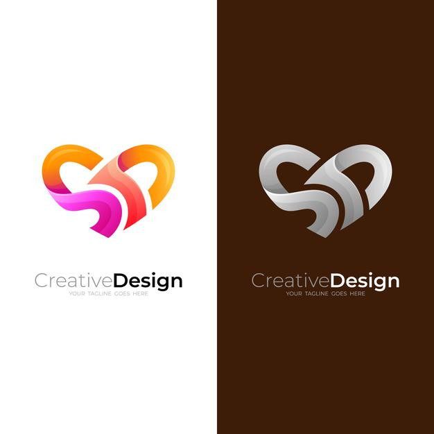 字母SD爱心，logo标志