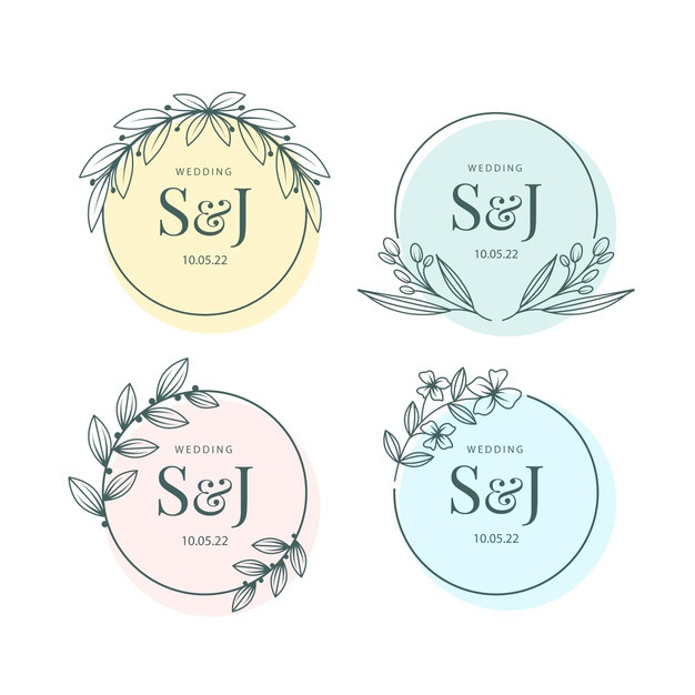 婚礼植物叶子边框logo标志