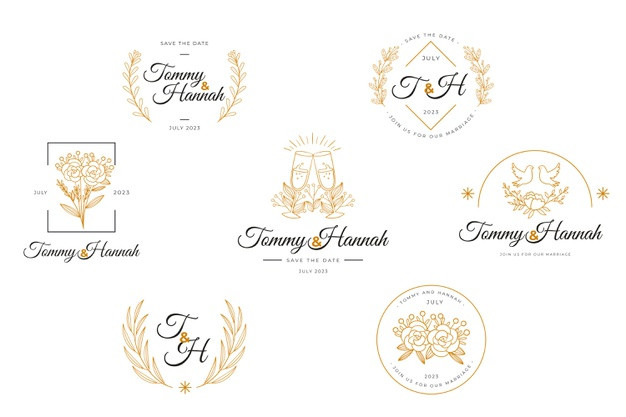 婚礼植物叶子边框logo标志