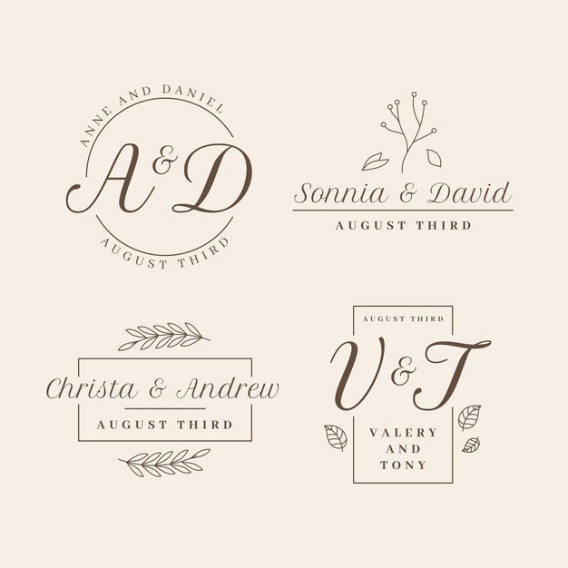 婚礼植物叶子边框logo标志