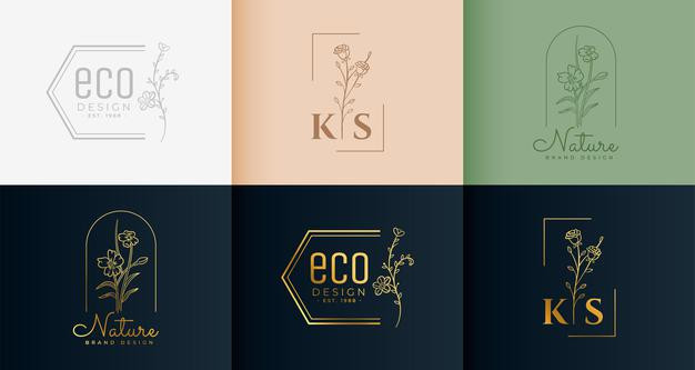 花卉花朵边框植物叶子logo标志