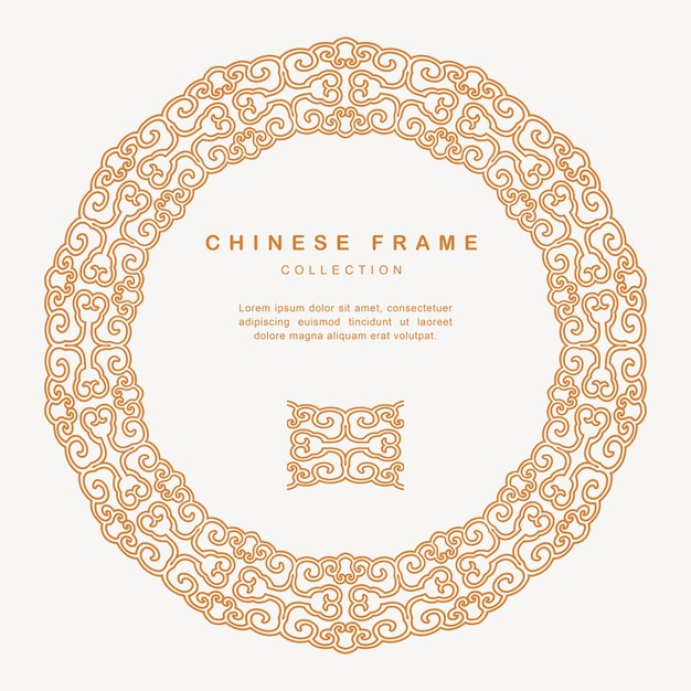 传统圆形中国风中式窗花装饰边框花纹图案元素