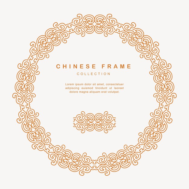 传统圆形中国风中式窗花装饰边框花纹图案元素