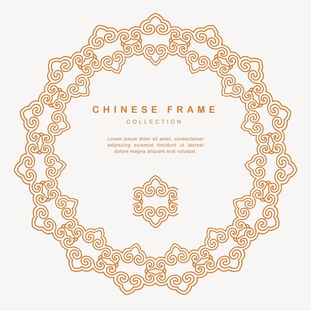 传统圆形中国风中式窗花装饰边框花纹图案元素