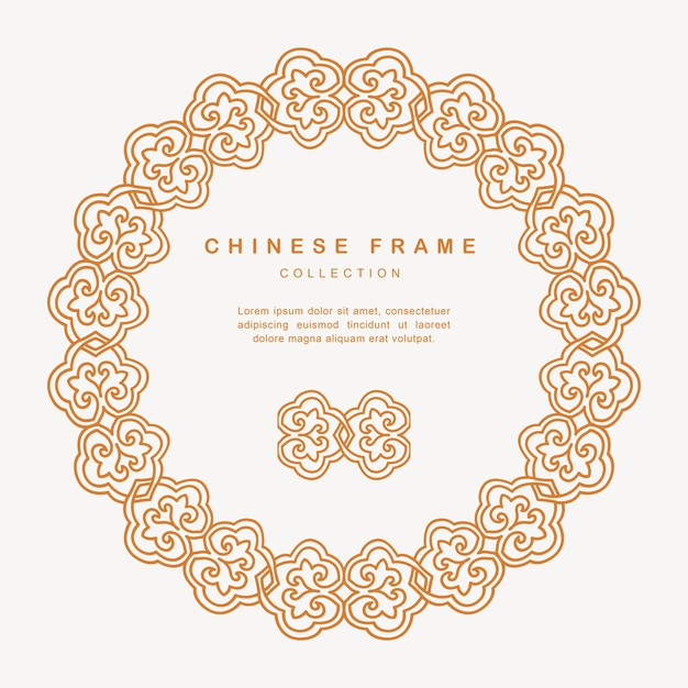 传统圆形中国风中式窗花装饰边框花纹图案元素