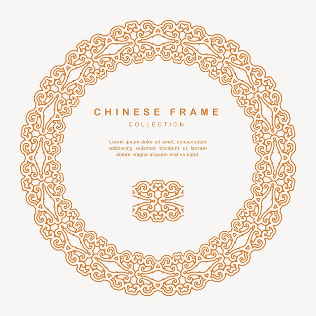 传统圆形中国风中式窗花装饰边框花纹图案元素