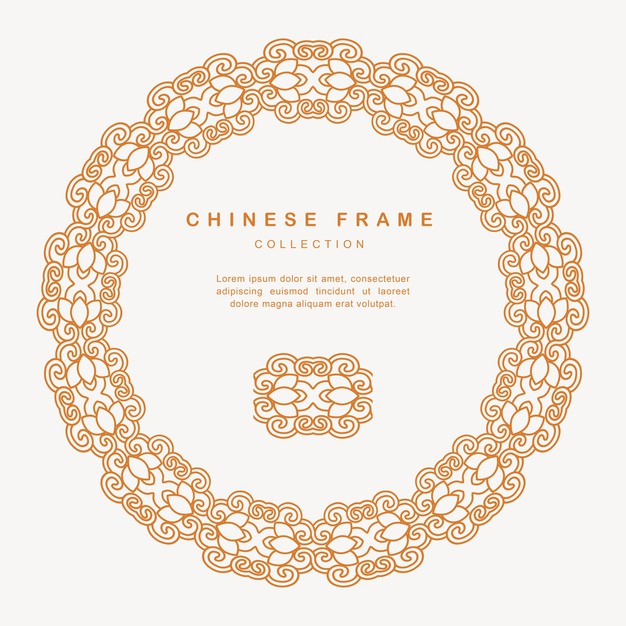 传统圆形中国风中式窗花装饰边框花纹图案元素