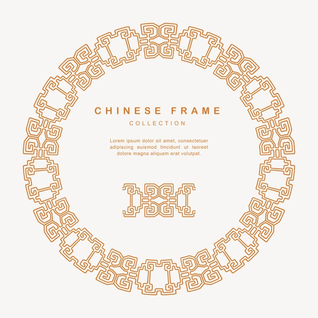 传统圆形中国风中式窗花装饰边框花纹图案元素