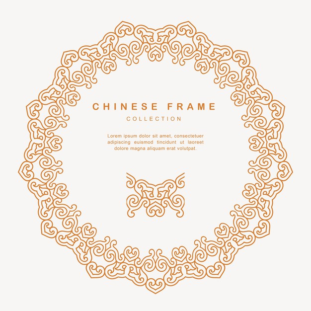 传统圆形中国风中式窗花装饰边框花纹图案元素