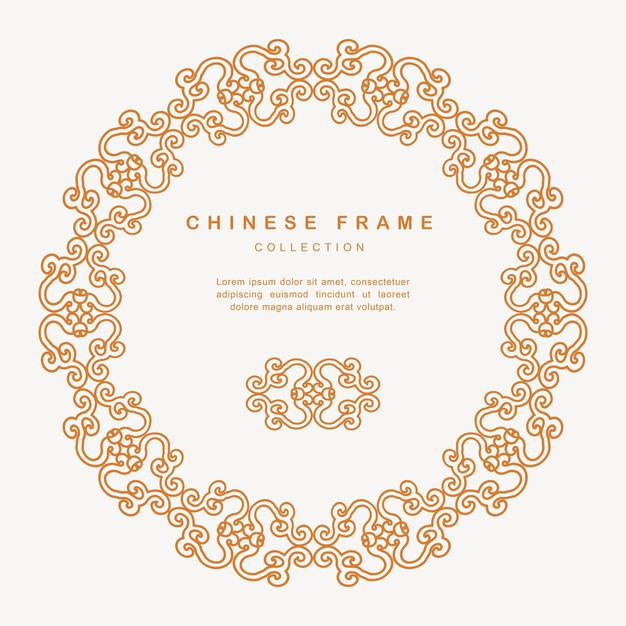 传统圆形中国风中式窗花装饰边框花纹图案元素