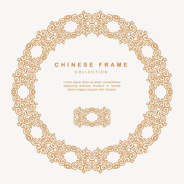 传统圆形中国风中式窗花装饰边框花纹图案元素