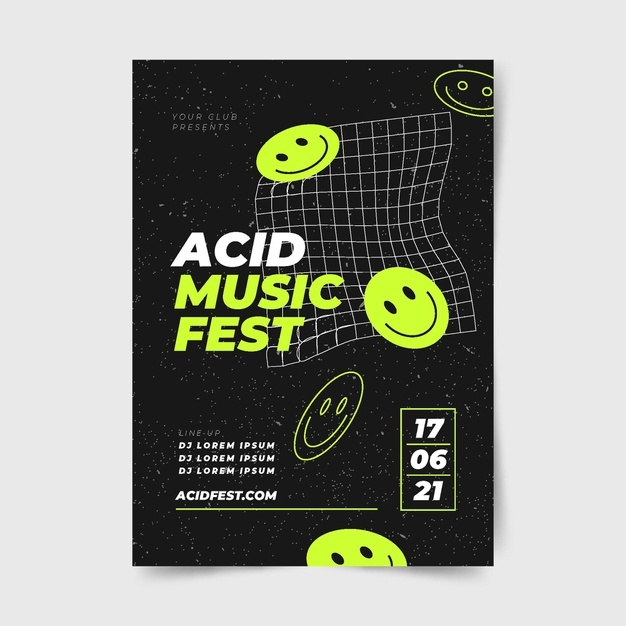 有趣的微笑表情包符号节日活动酸性海报单页版式排版平面设计模板