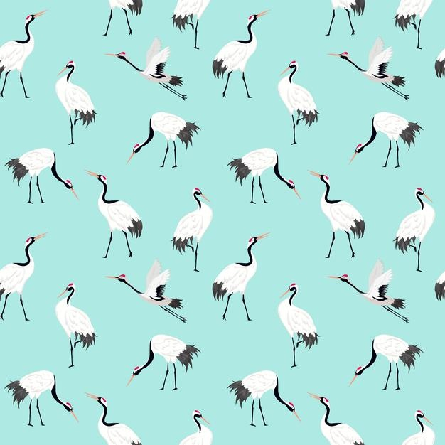 中国风无缝仙鹤花纹图案背景