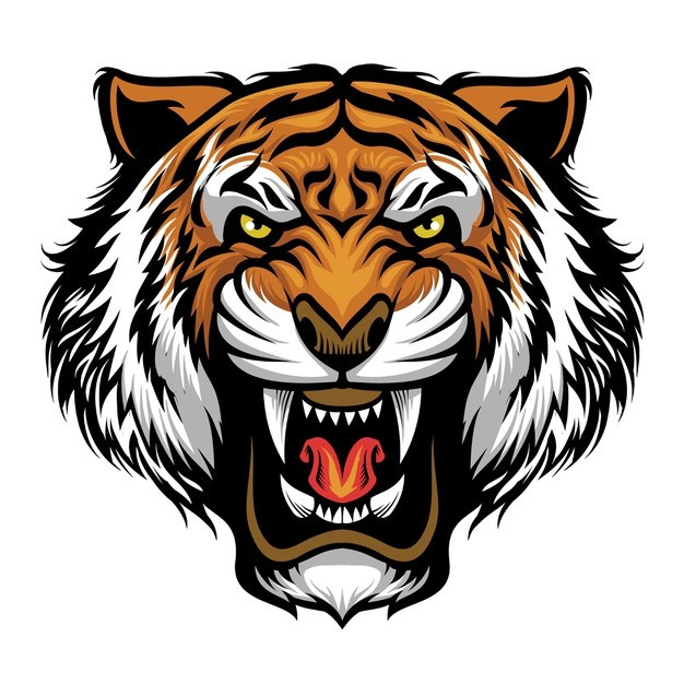 愤怒的老虎头插画