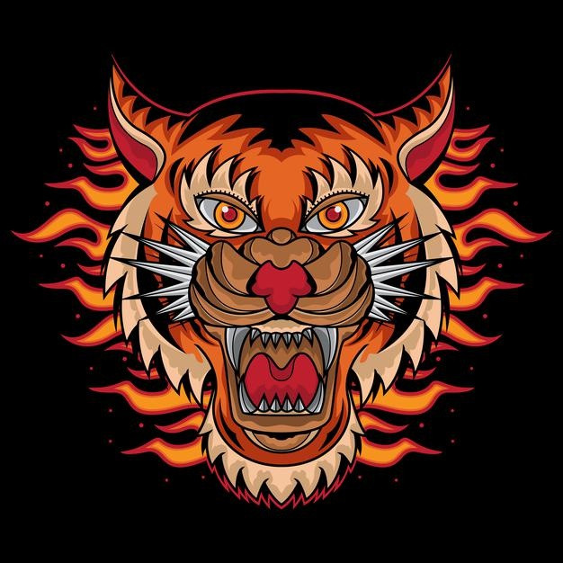 火焰老虎头插画