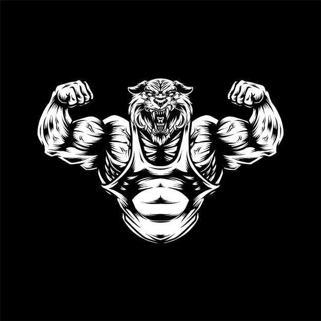 强壮的老虎健身房吉祥物标志插画