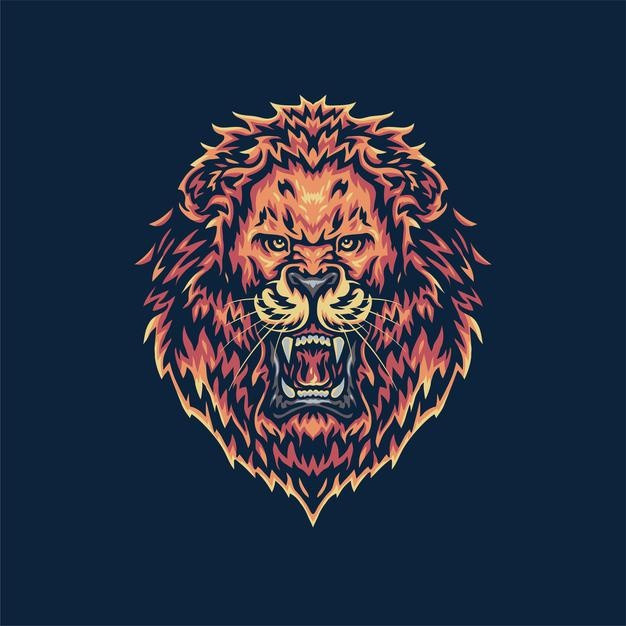 咆哮的狮子插画