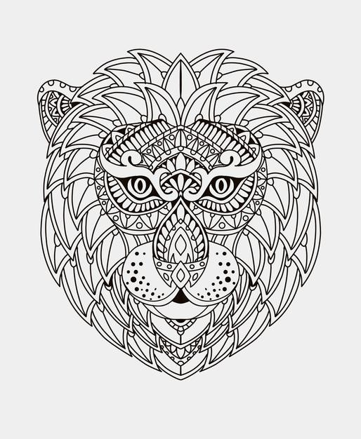 部落图腾风格狮子插画