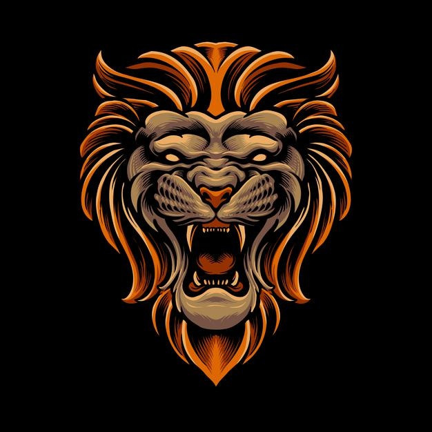 愤怒的狮子插画