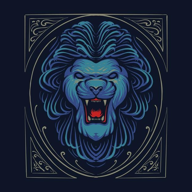 愤怒的狮子插画