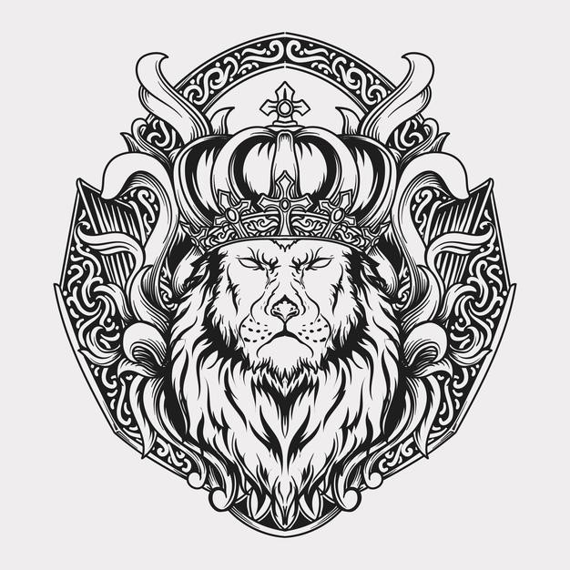 狮子王雕刻徽章插画