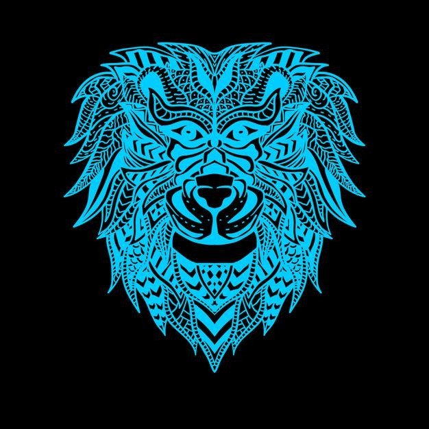 部落风格图腾狮子插画