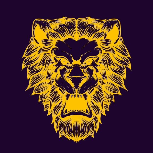 狮子黄色线条插画