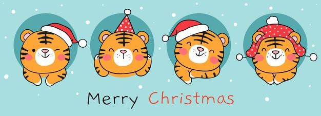 冬季圣诞节小老虎卡通插画
