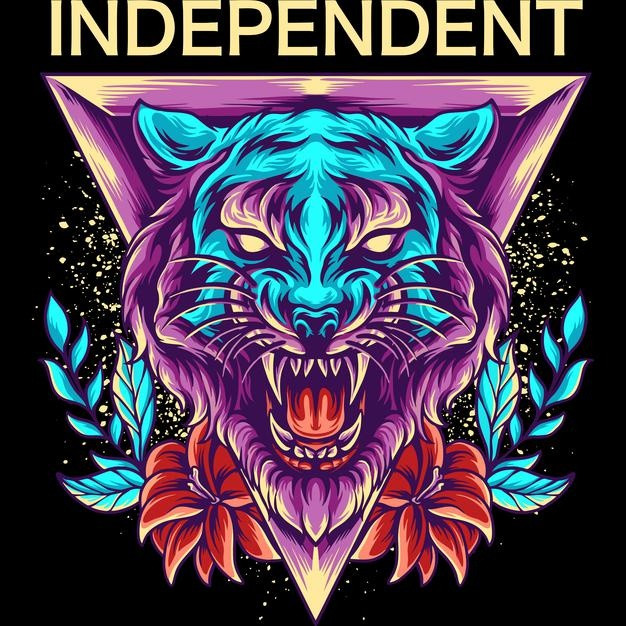 艺术老虎鲜花插画