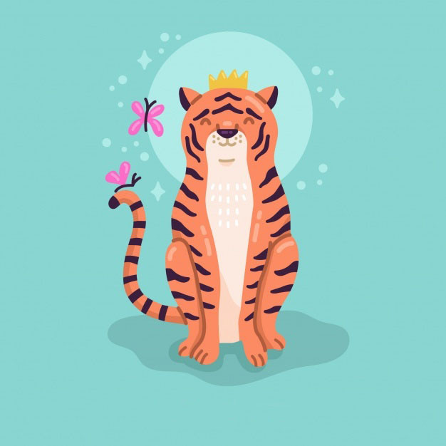 可爱的老虎坐姿插画