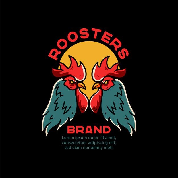 复古公鸡纹身T恤logo标志