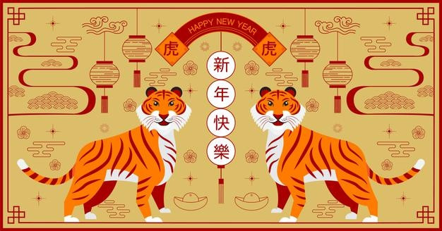 中国风2022年新年虎年元旦背景