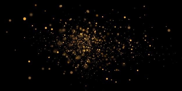 发光金色粒子碎屑黑色背景