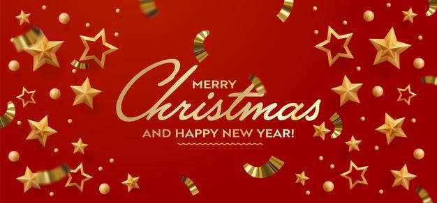 圣诞节星星五角星装饰红色背景