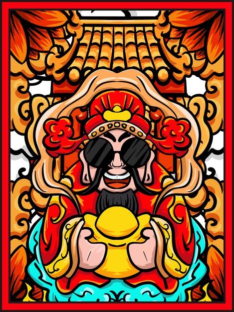 中国风国潮财神插画