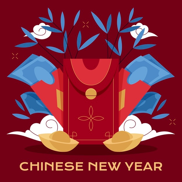 中国风装饰植物红包植物元宝插画背景