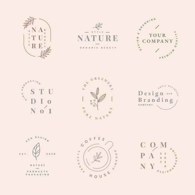 植物叶子文字组合时尚简约logo标志矢量图素材