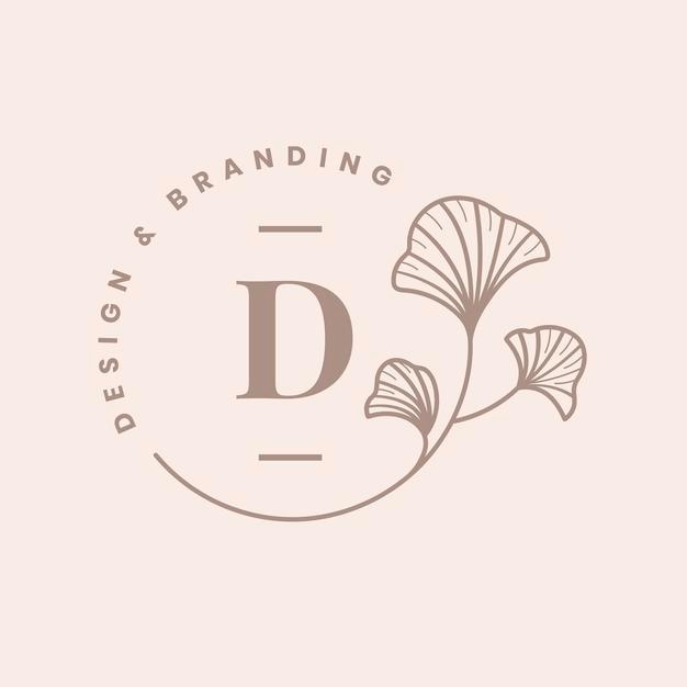 银杏叶字母D，logo标志矢量图素材