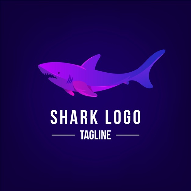 渐变色的鲨鱼logo标志矢量图素材