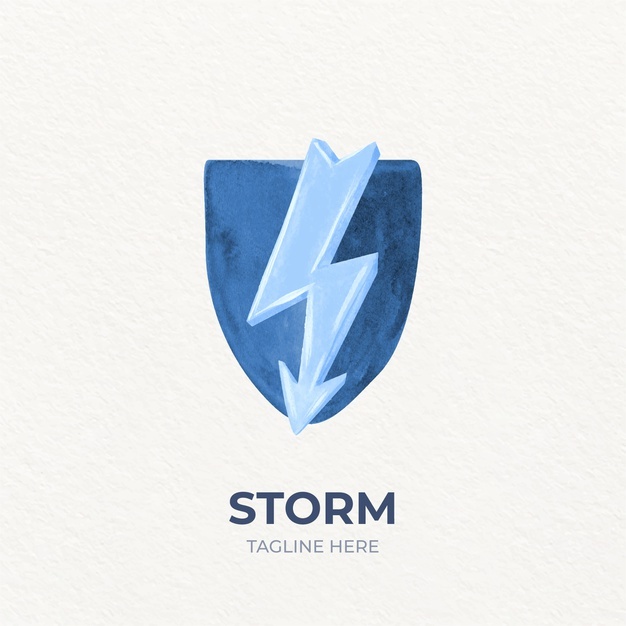 水彩风暴闪电logo标志矢量图素材