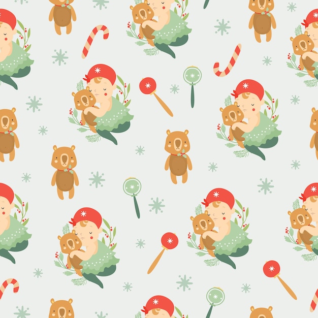 圣诞图案儿童玩具无缝花纹