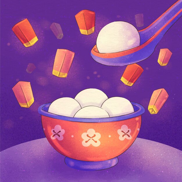 元宵节汤圆插画